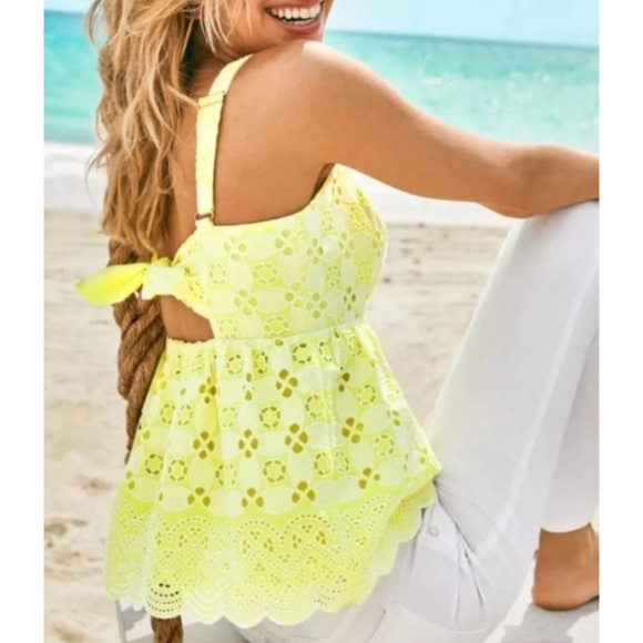 Lilly Pulitzer Tops - Lilly Pulitzer Michela Eyelet Cami in Bauble Yellow NWT